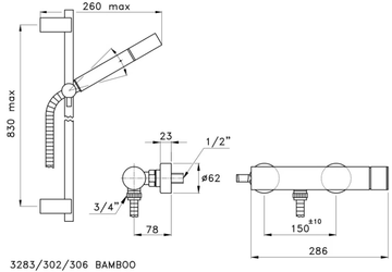 BAMBOO 3283AC/302-6 - Shower mixer with hand shower by RUBINETTERIE STELLA - view 3